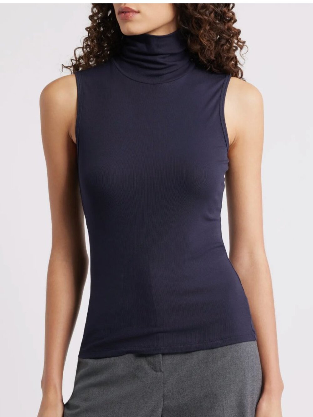 Theory Wendel Sleeveless Turtleneck Top in Deep Navy NEW M